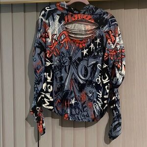 Graffiti Print Long Sleeve Top